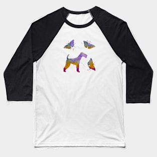 Airedale Terrier Art With Butterflies Baseball T-Shirt